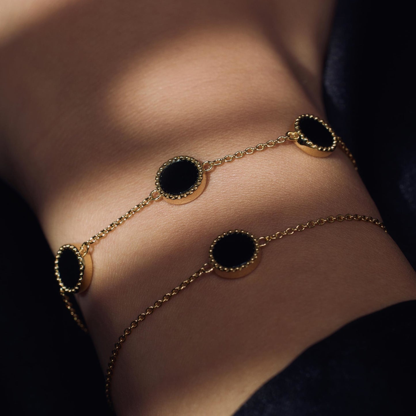 Brioso Cortona Giulia 925 sterling silver gold plated bracelet with black onyx - Parte di Me