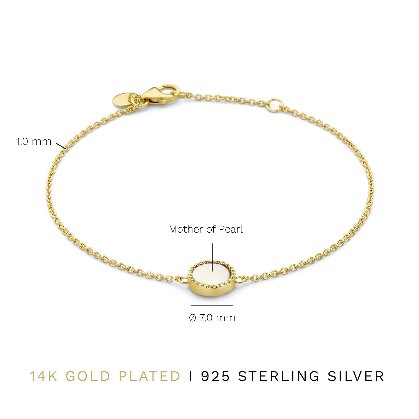 Brioso Cortona Dara 925 sterling silver gold plated bracelet with mother of pearl - Parte di Me