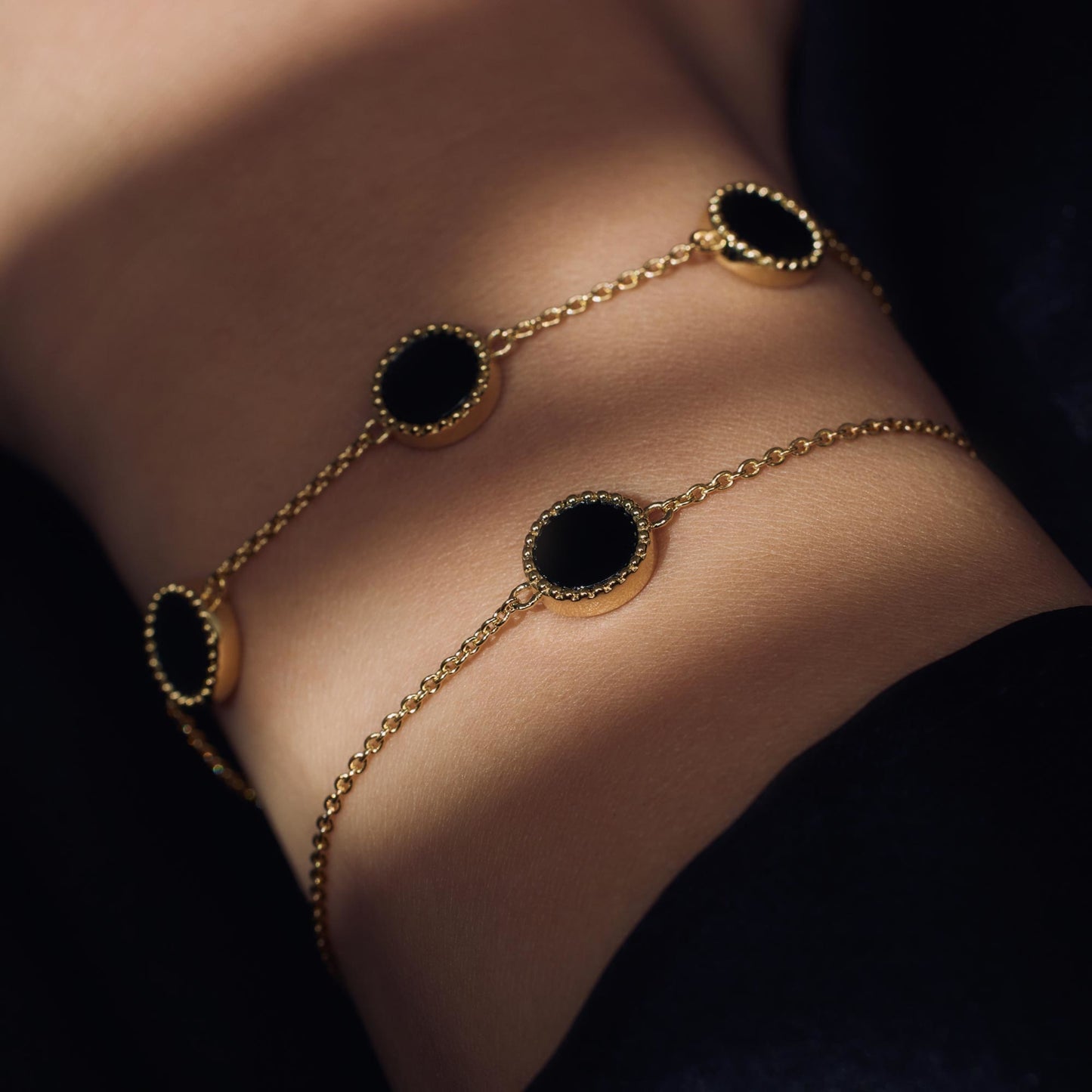 Brioso Cortona Giulia 925 sterling silver gold plated bracelet with black onyx - Parte di Me