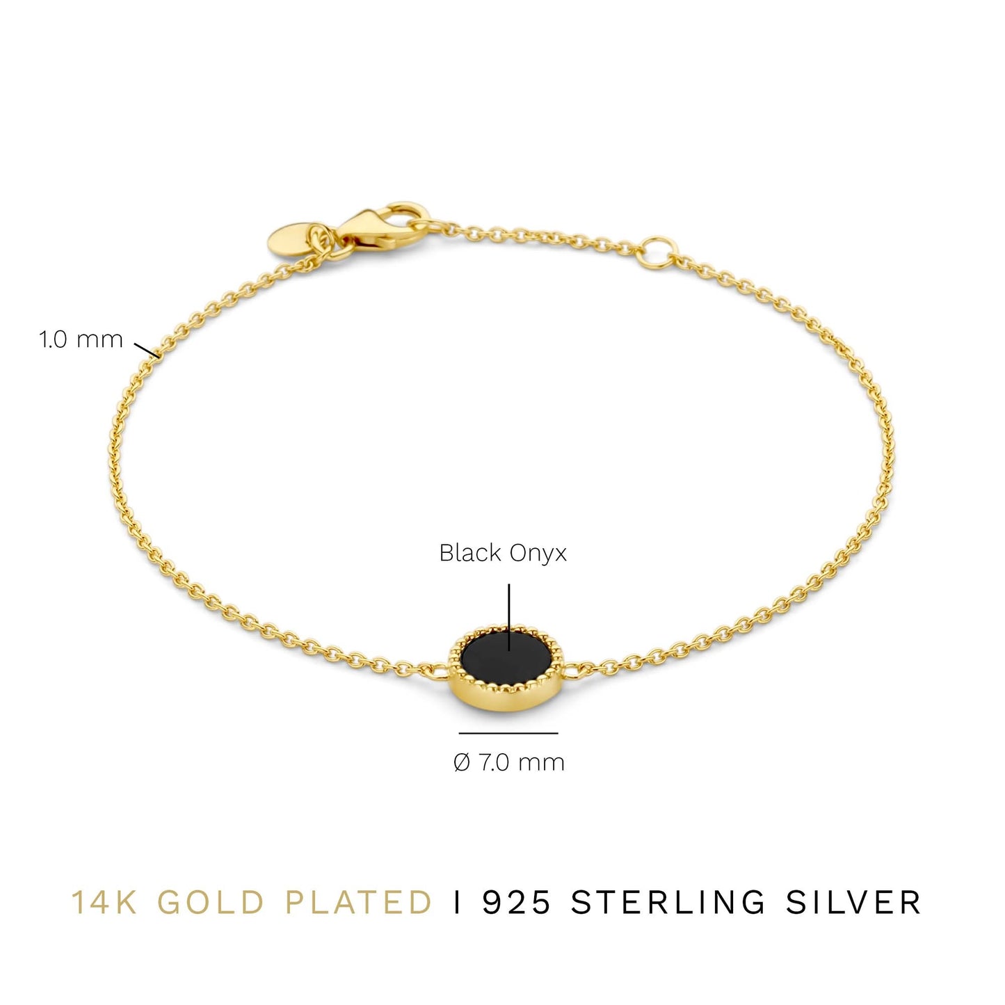 Brioso Cortona Giulia 925 sterling silver gold plated bracelet with black onyx - Parte di Me