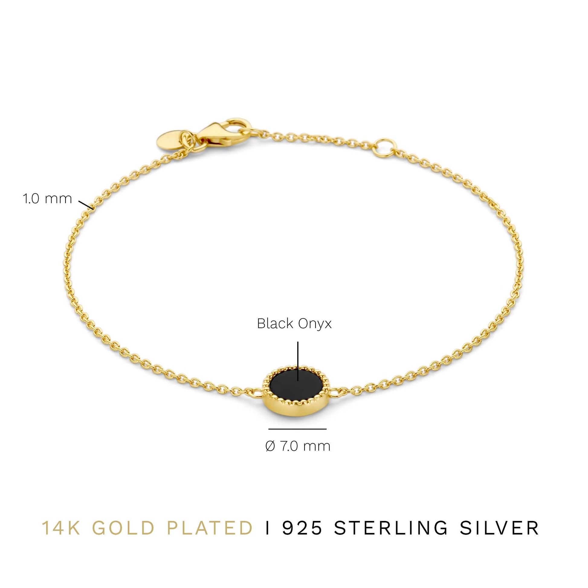 Brioso Cortona Giulia 925 sterling silver gold plated bracelet with black onyx - Parte di Me