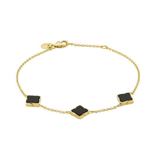 Brioso Cortona Giulia 925 sterling silver gold plated bracelet with black onyx - Parte di Me