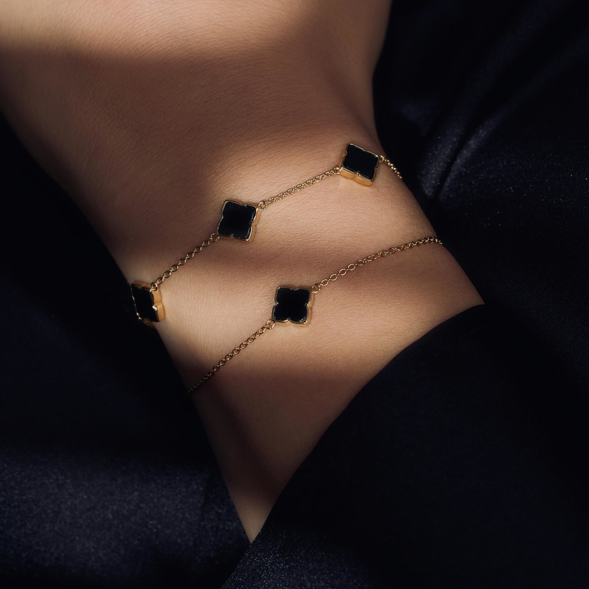 Brioso Cortona Giulia 925 sterling silver gold plated bracelet with black onyx - Parte di Me