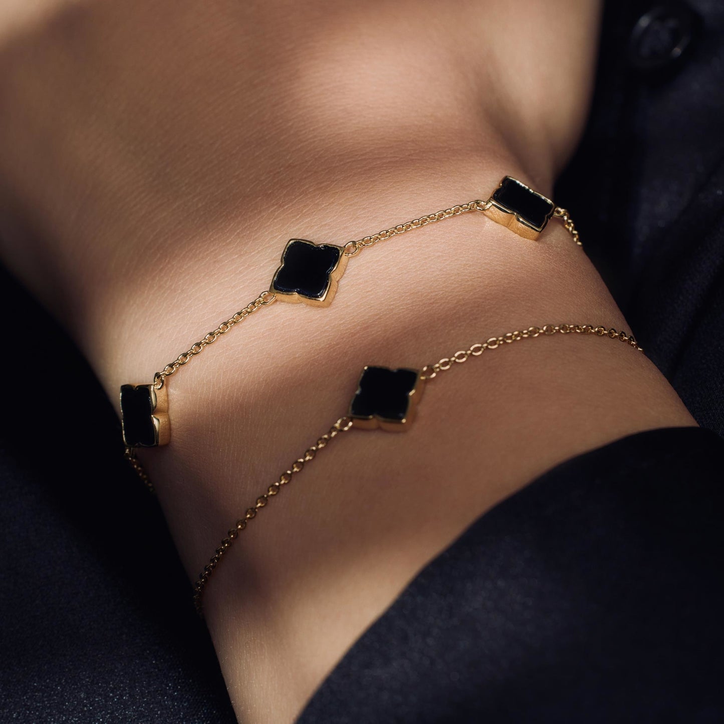 Brioso Cortona Giulia 925 sterling silver gold plated bracelet with black onyx - Parte di Me