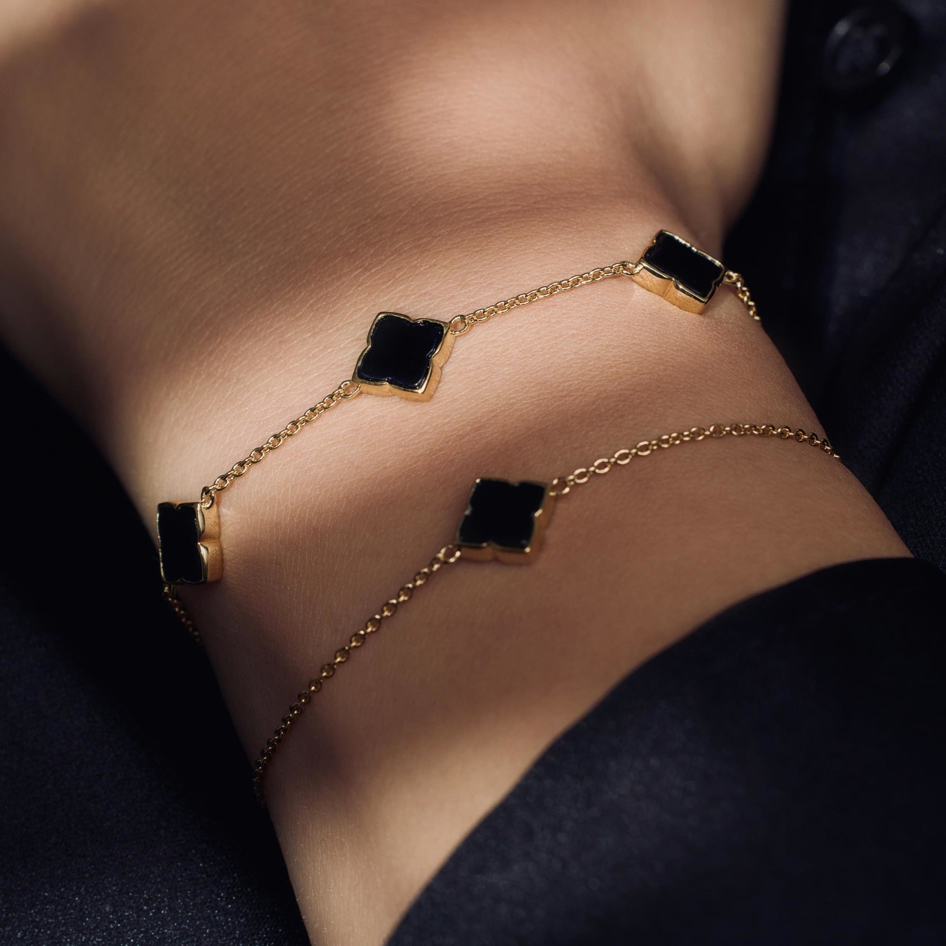 Brioso Cortona Giulia 925 sterling silver gold plated bracelet with black onyx - Parte di Me