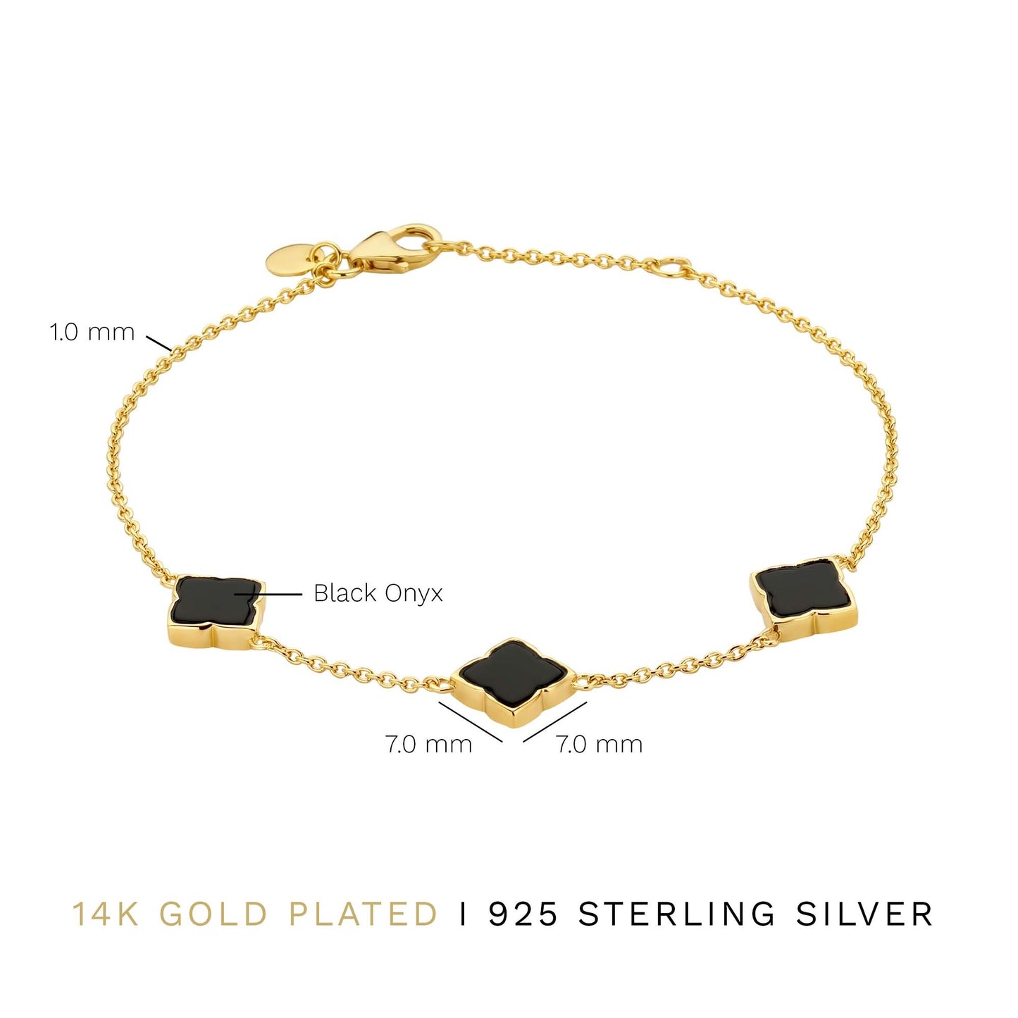 Brioso Cortona Giulia 925 sterling silver gold plated bracelet with black onyx - Parte di Me