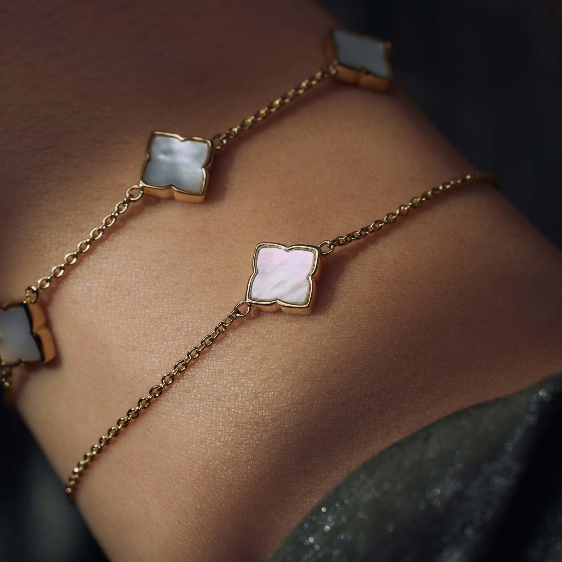 Brioso Cortona Dara 925 sterling silver gold plated bracelet with mother of pearl - Parte di Me