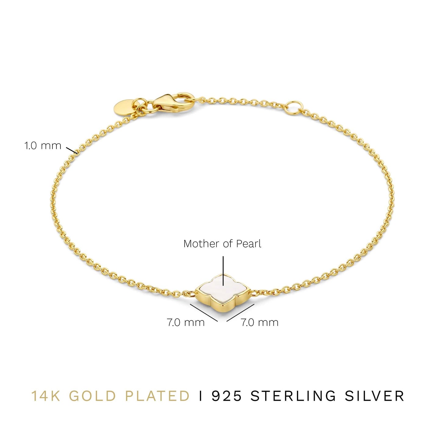 Brioso Cortona Dara 925 sterling silver gold plated bracelet with mother of pearl - Parte di Me