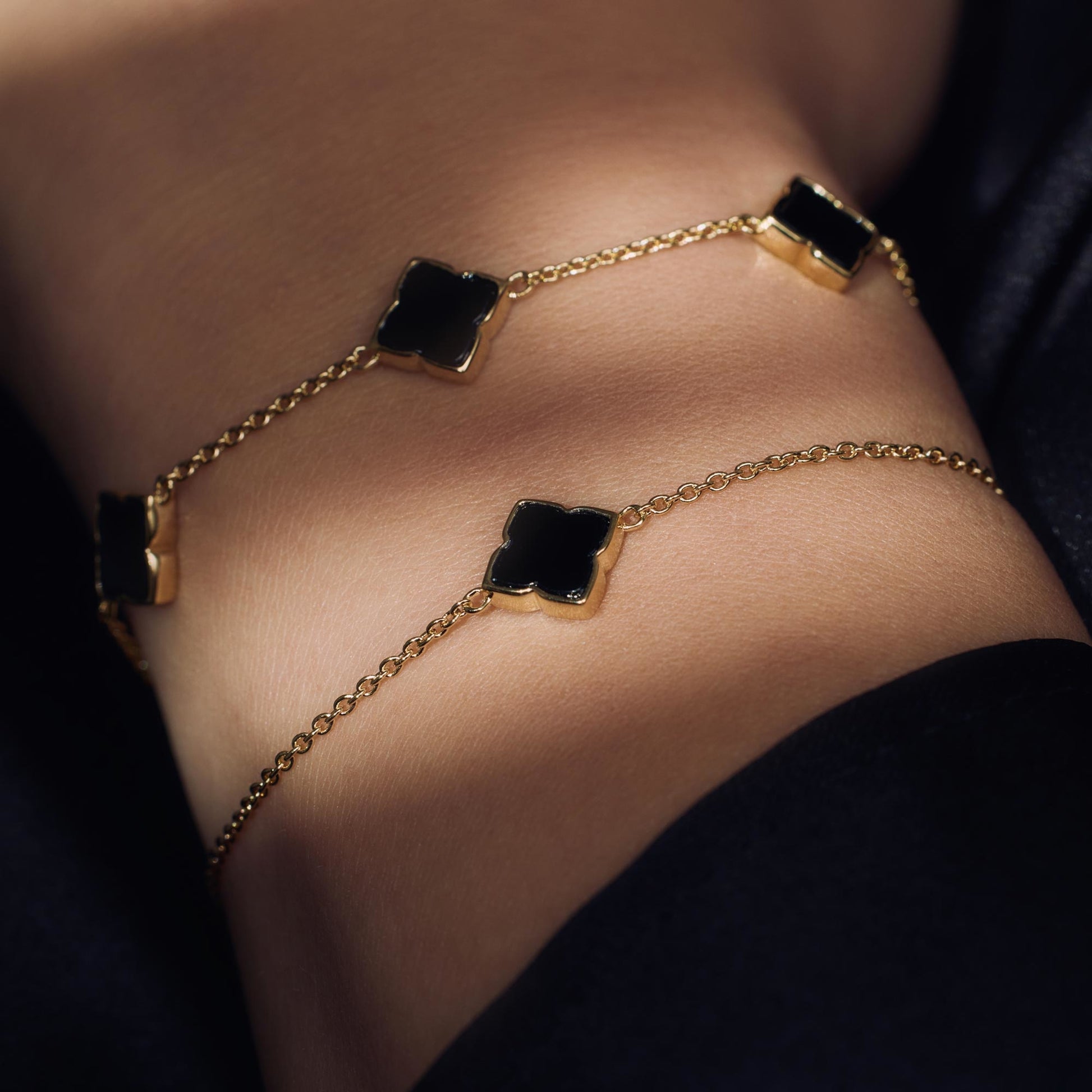 Brioso Cortona Giulia 925 sterling silver gold plated bracelet with black onyx - Parte di Me