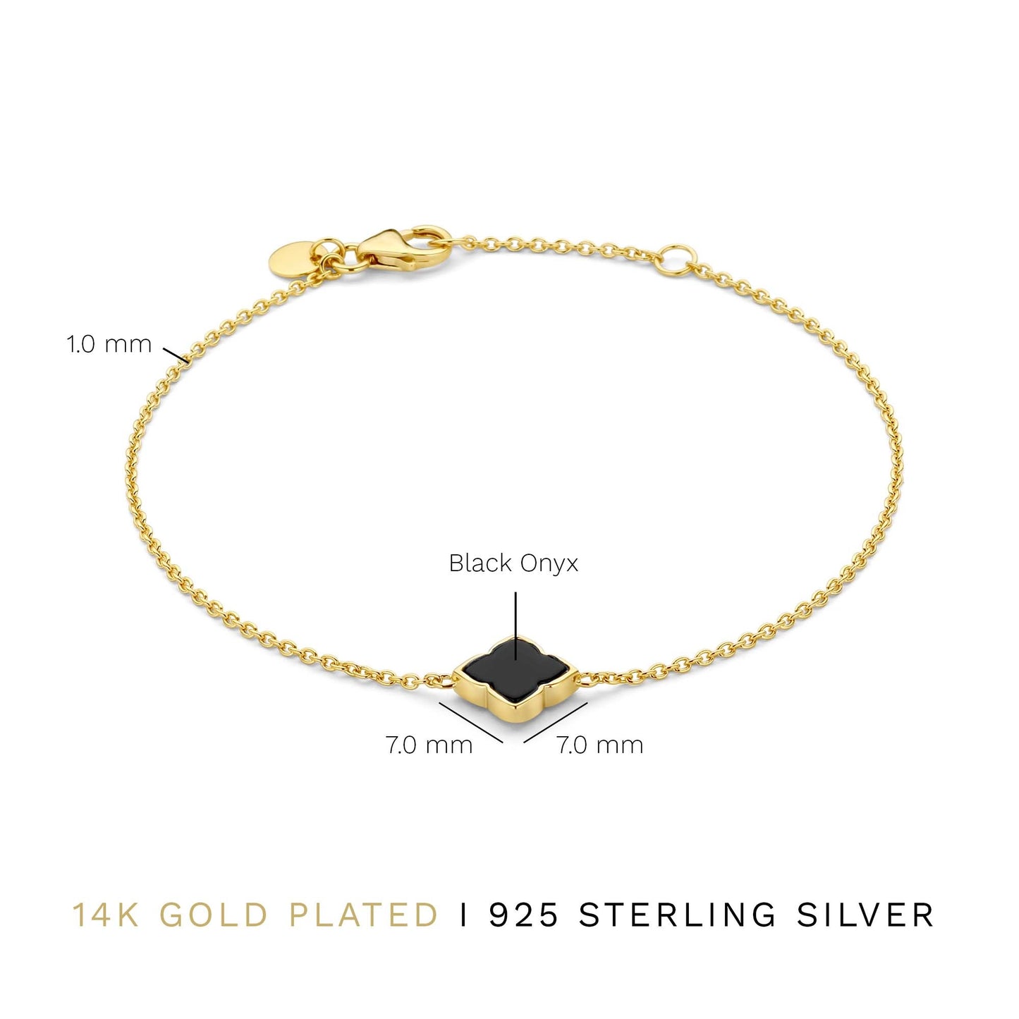 Brioso Cortona Giulia 925 sterling silver gold plated bracelet with black onyx - Parte di Me