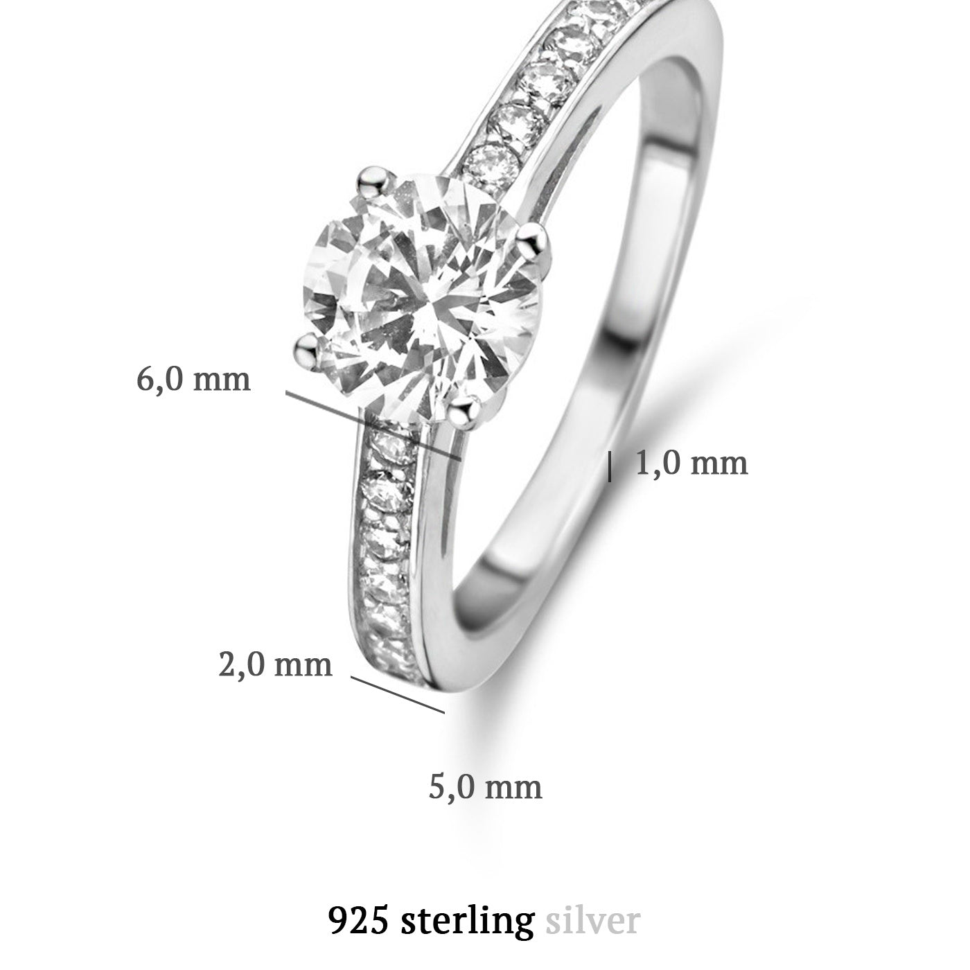 Ponte Vecchio Uffizi 925 sterling silver ring with zirconia stone - Parte di Me