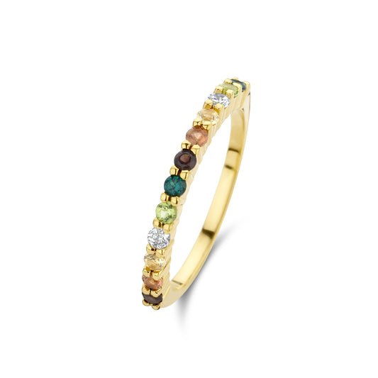 Santa Maria del Fiore 925 sterling silver gold plated ring with coloured zirconia stones - Parte di Me
