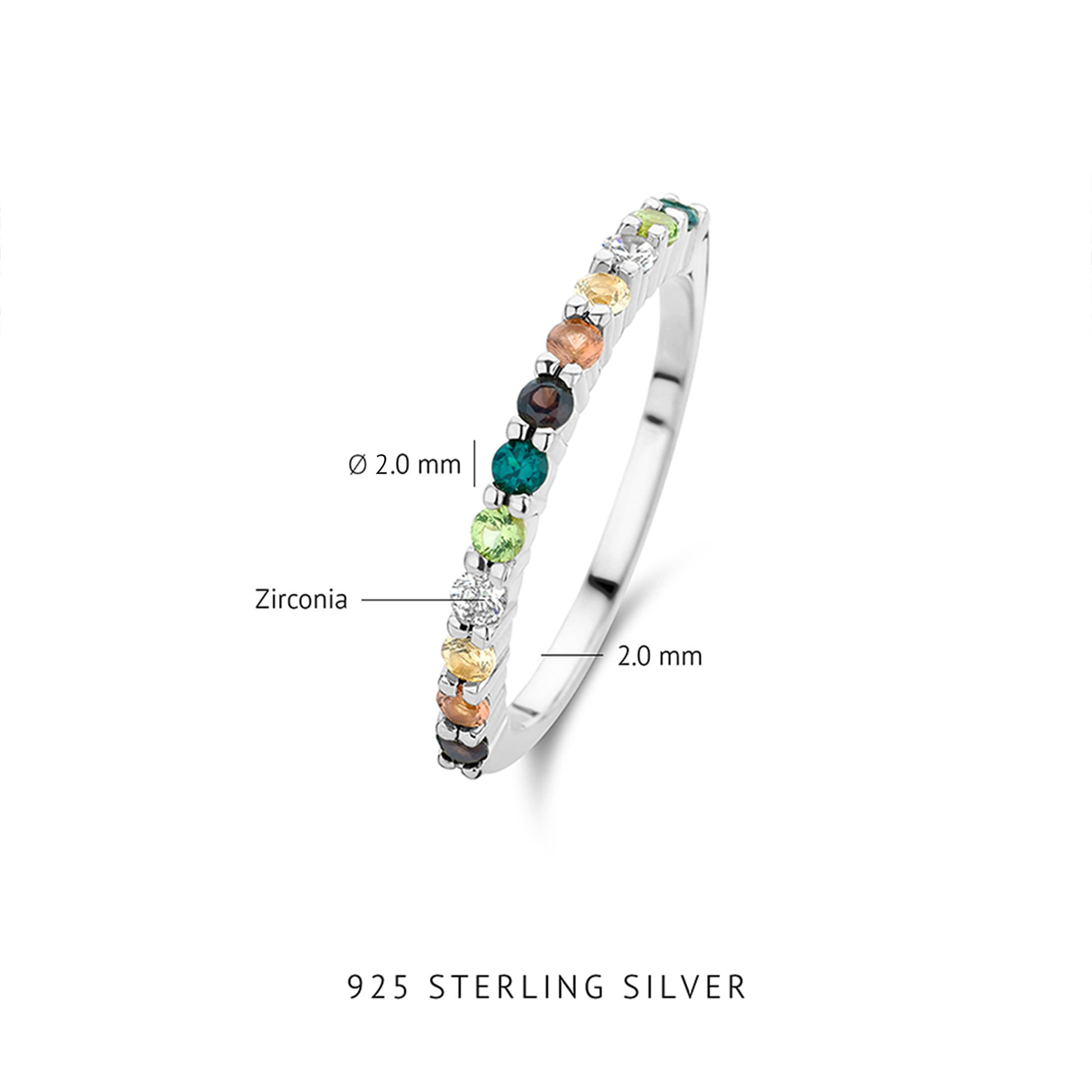 Santa Maria del Fiore 925 sterling silver ring with coloured zirconia stones - Parte di Me