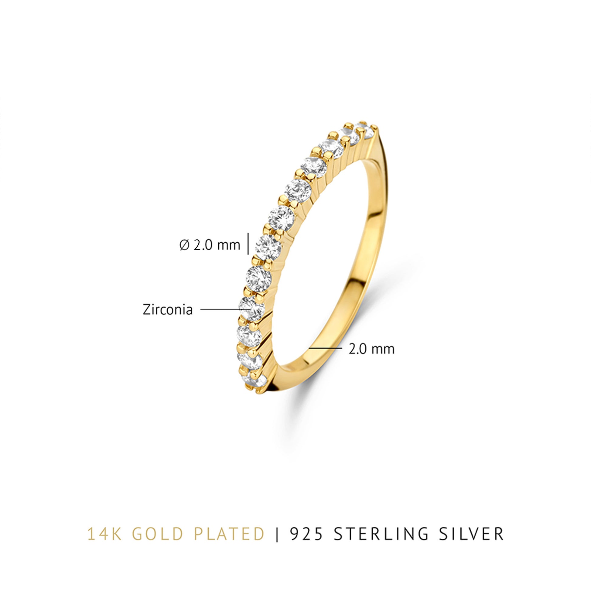 Santa Maria della Base 925 sterling silver gold plated ring with zirconia stones - Parte di Me