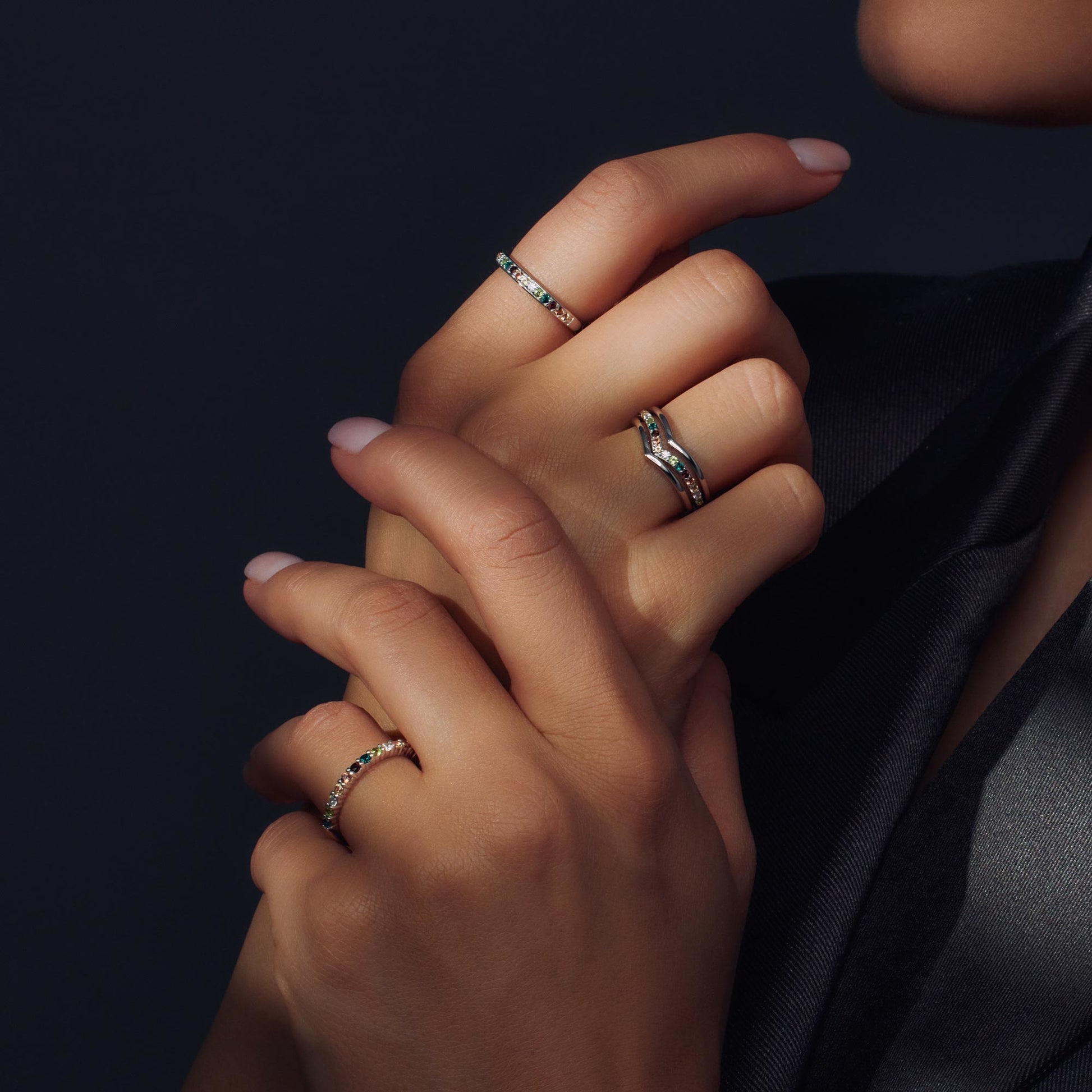 Santa Maria del Fiore 925 sterling silver rings with coloured zirconia stones - Parte di Me