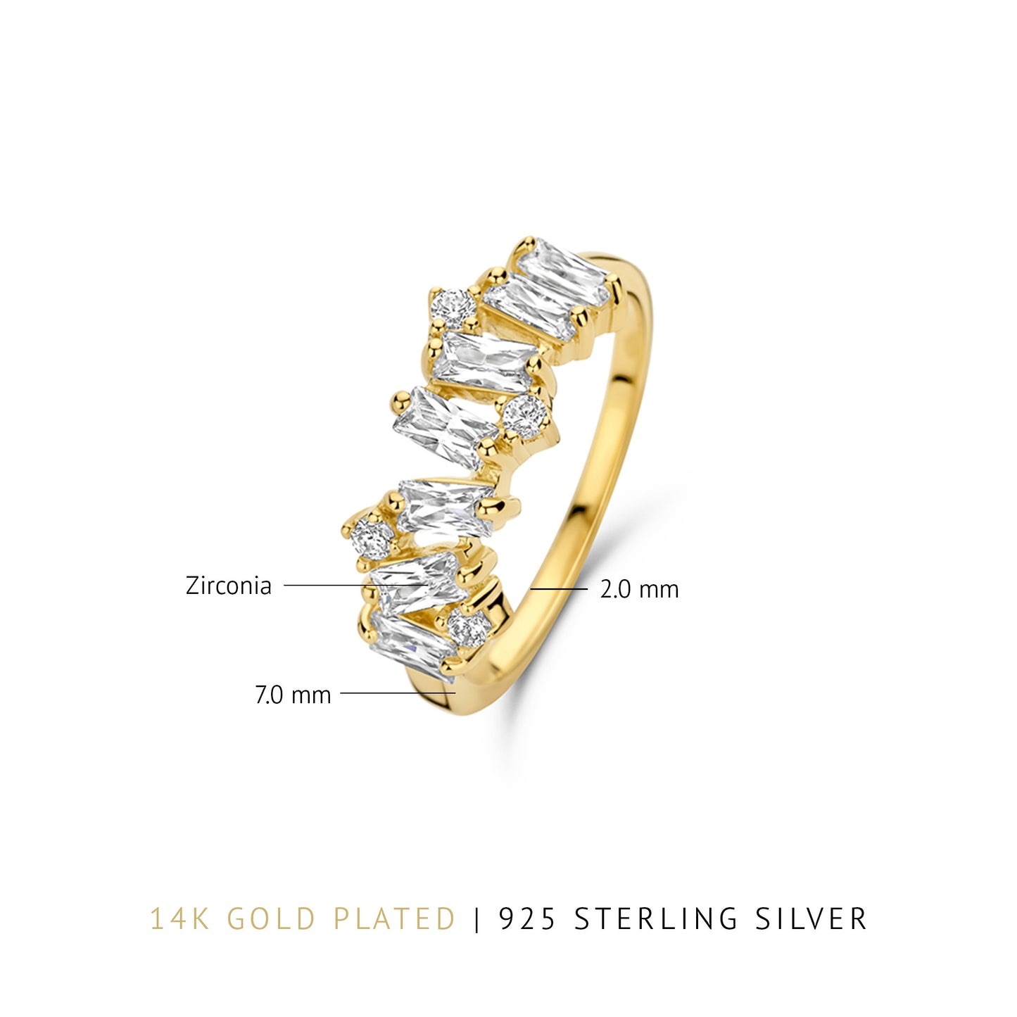 Santa Maria della Base 925 sterling silver gold plated ring with zirconia stones - Parte di Me