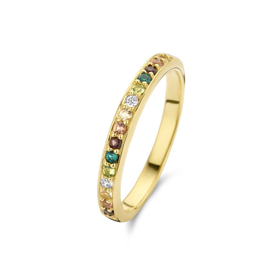 Santa Maria del Fiore 925 sterling silver gold plated ring with coloured zirconia stones - Parte di Me