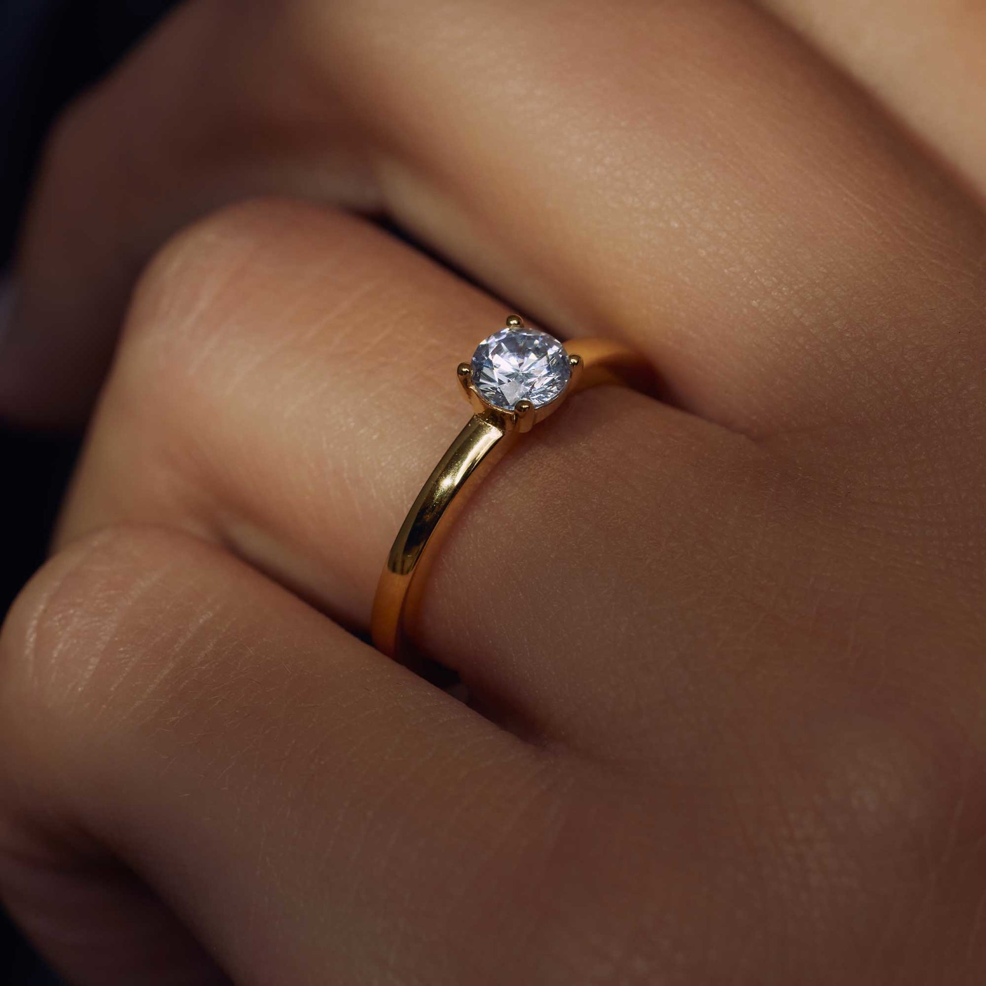 Ponte Vecchio Sofia 925 sterling silver gold plated ring with zirconia stone - Parte di Me