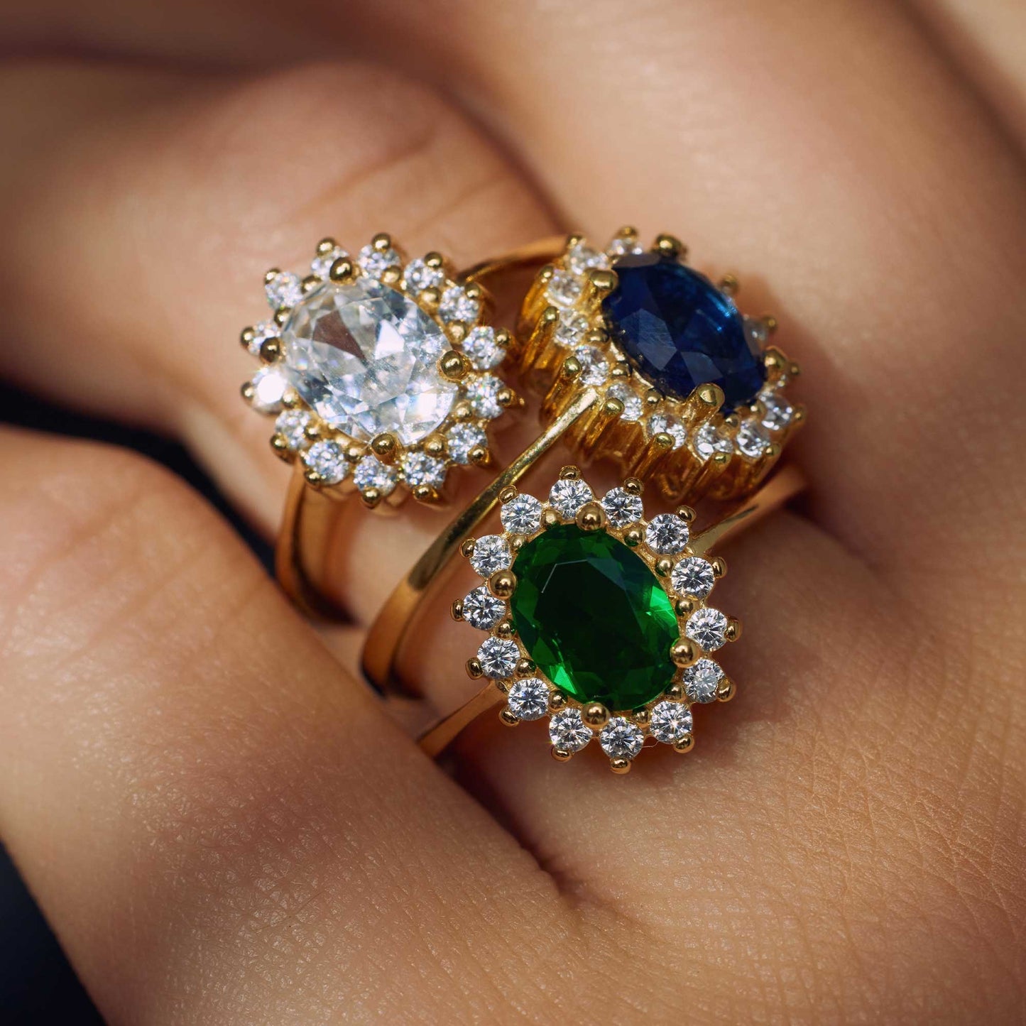 Mia Colore Bianca 925 sterling silver gold plated ring with zirconia stone - Parte di Me