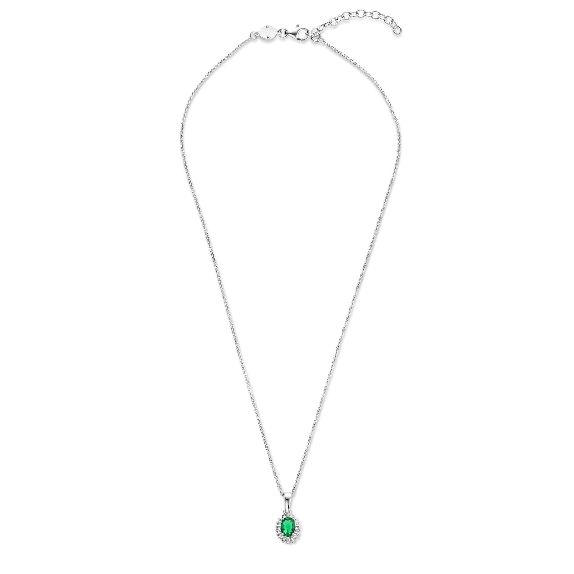 Mia Colore Verdi 925 sterling silver necklace with green zirconia stone - Parte di Me