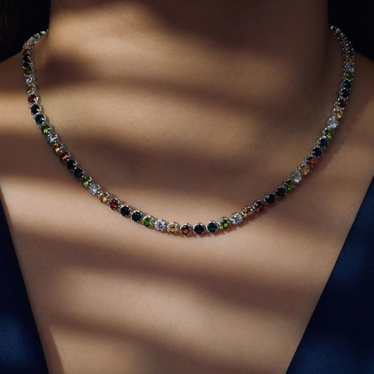 Santa Maria del Fiore 925 sterling silver necklace with coloured zirconia stones - Parte di Me