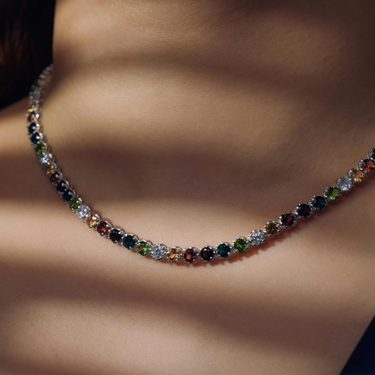 Santa Maria del Fiore 925 sterling silver necklace with coloured zirconia stones - Parte di Me