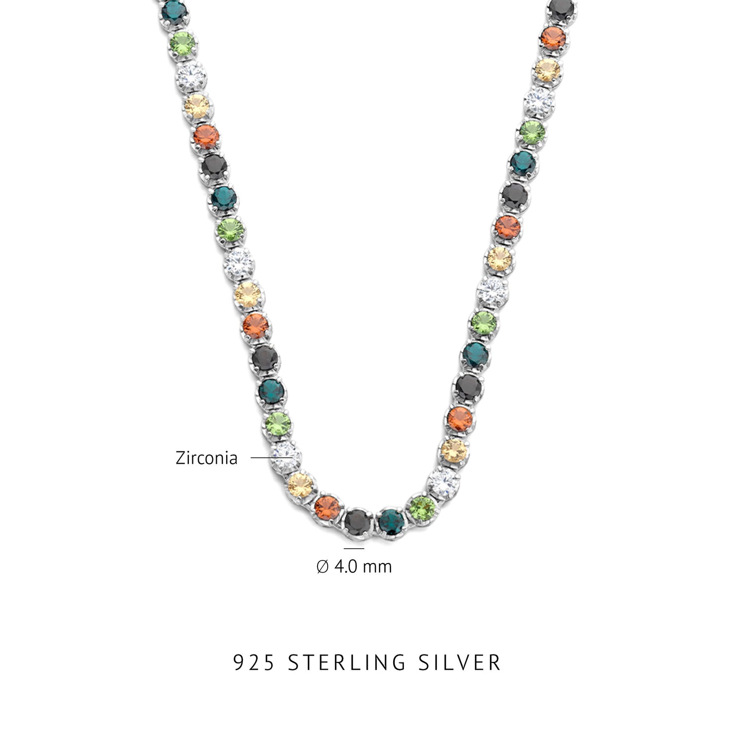 Santa Maria del Fiore 925 sterling silver necklace with coloured zirconia stones - Parte di Me