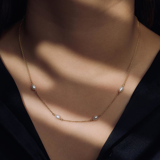 Brioso Cortona Ambra 925 sterling silver gold plated necklace with freshwater pearls - Parte di Me