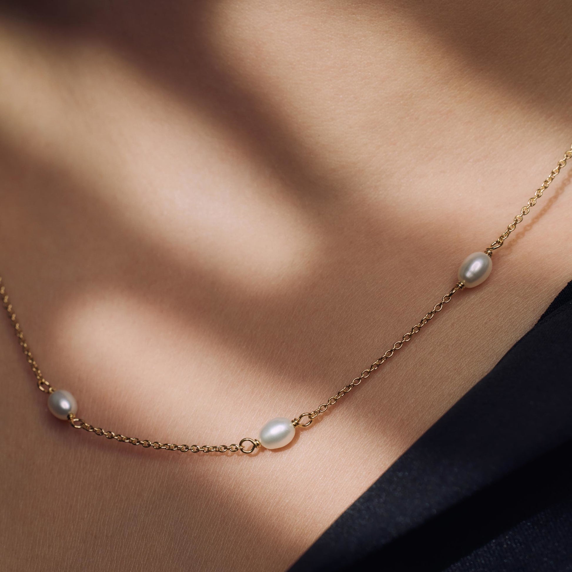 Brioso Cortona Ambra 925 sterling silver gold plated necklace with freshwater pearls - Parte di Me