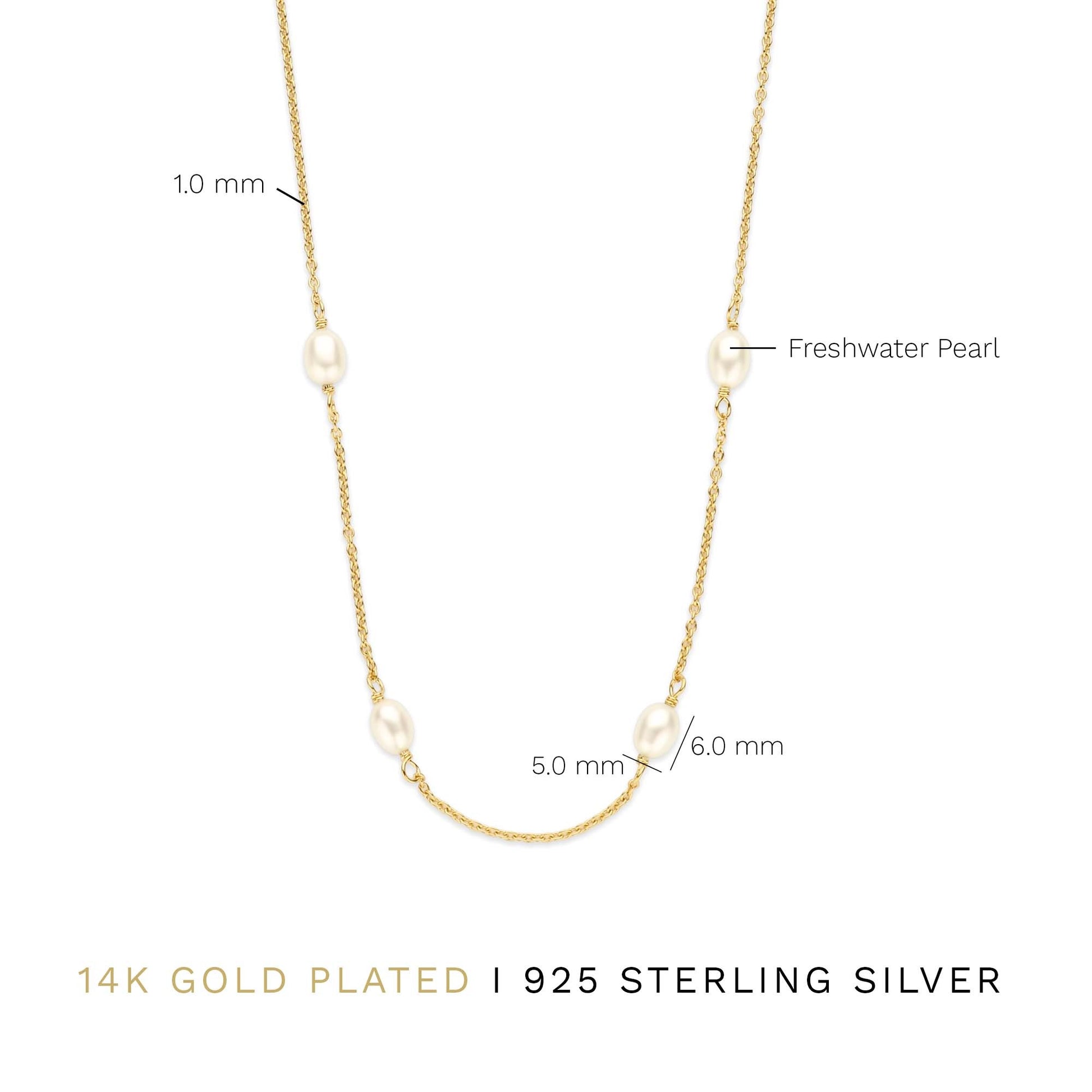 Brioso Cortona Ambra 925 sterling silver gold plated necklace with freshwater pearls - Parte di Me