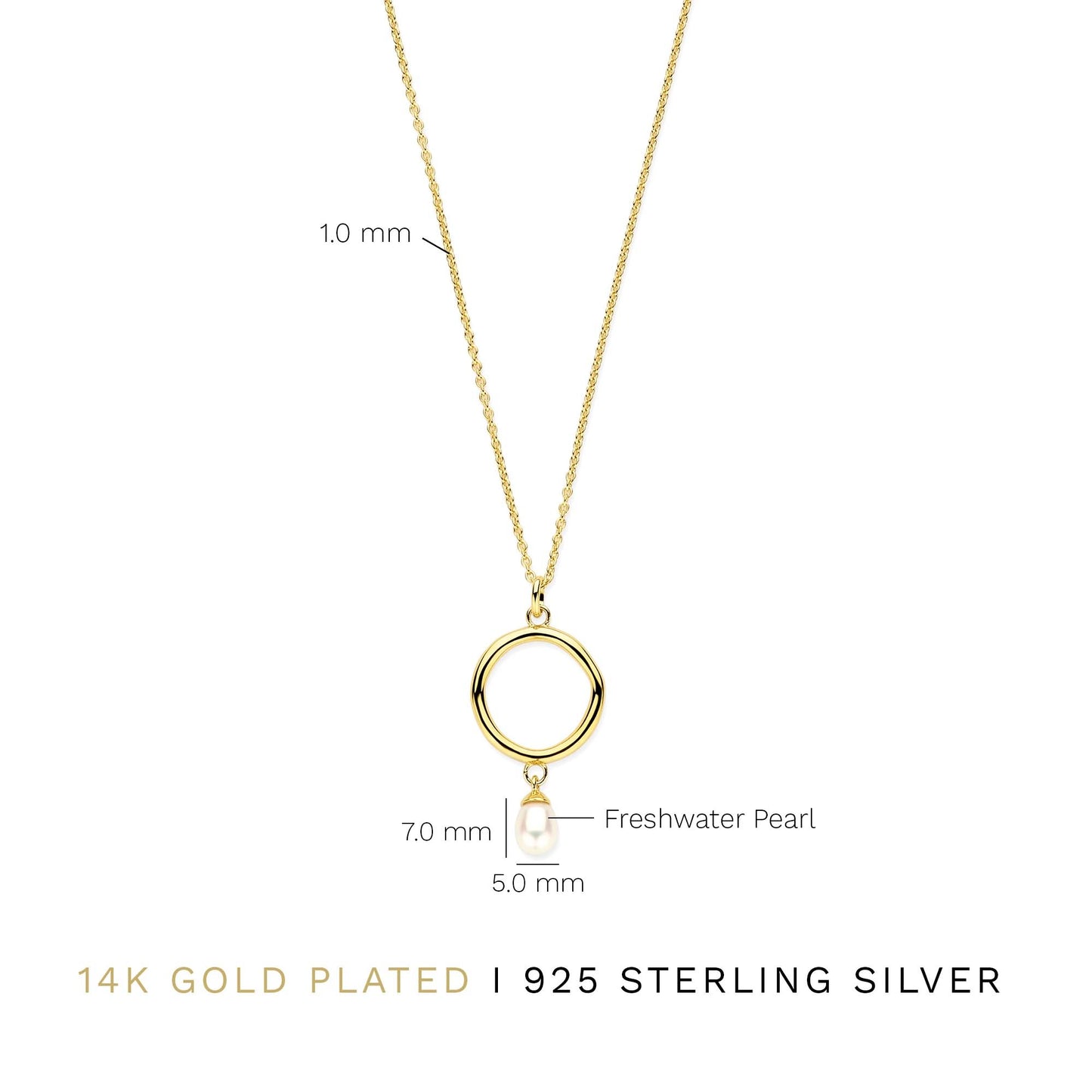 Brioso Cortona Ambra 925 sterling silver gold plated necklace with freshwater pearl - Parte di Me