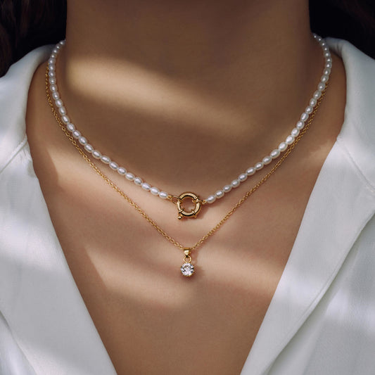 Brioso Cortona Bella 925 sterling silver gold plated pearl necklace - Parte di Me