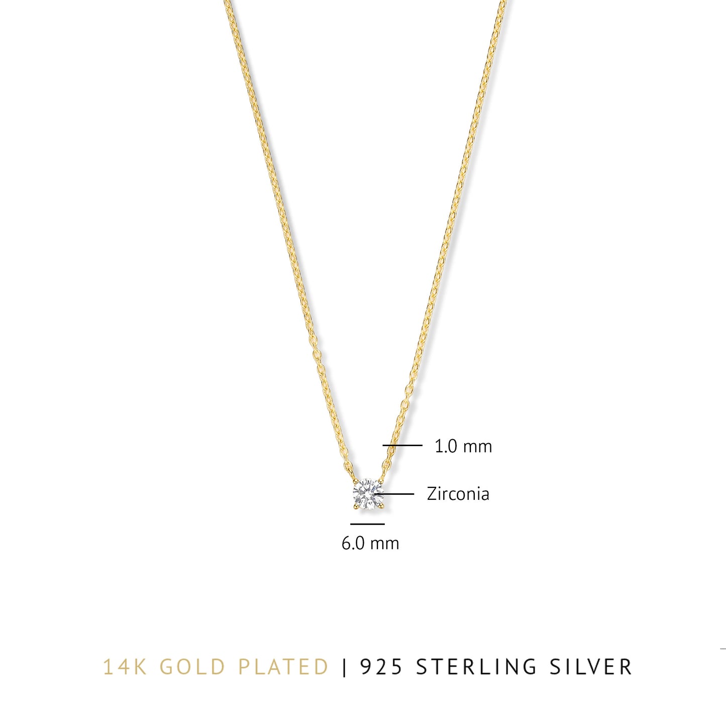 Ponte Vecchio Sofia 925 sterling silver gold plated necklace with zirconia stone - Parte di Me