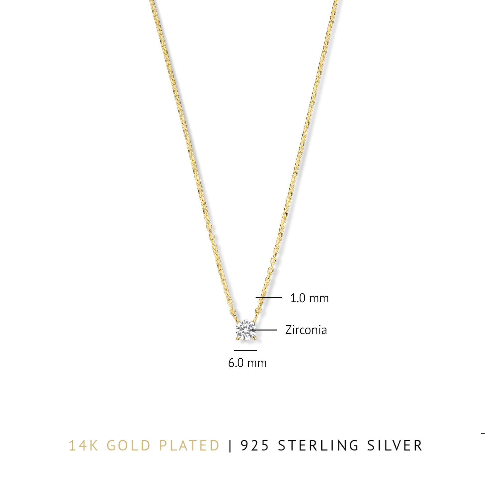 Ponte Vecchio Sofia 925 sterling silver gold plated necklace with zirconia stone - Parte di Me