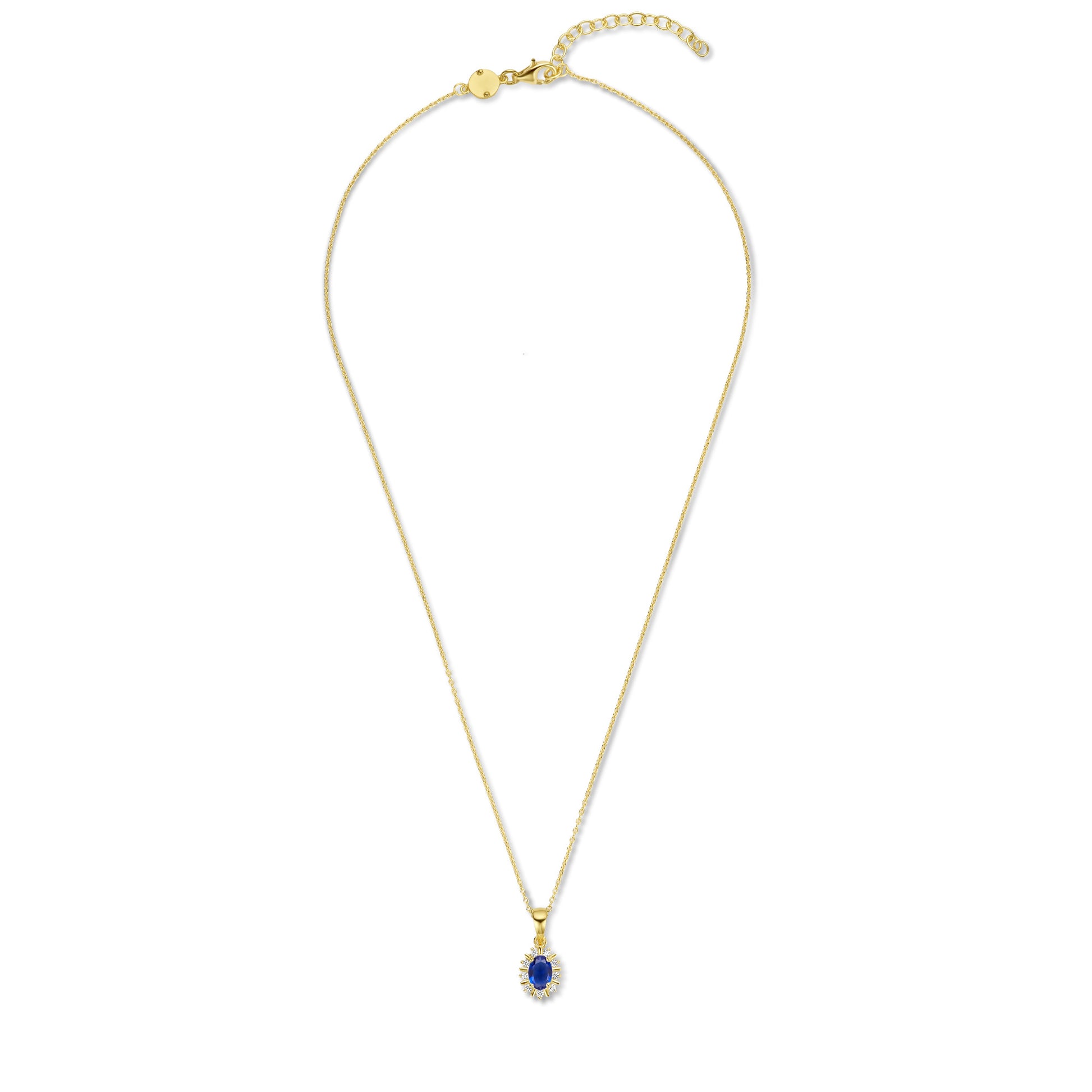 Mia Colore Azure 925 sterling silver gold plated necklace with blue zirconia stone - Parte di Me