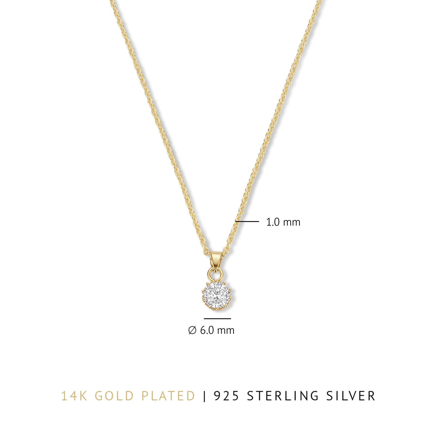 Cento Luci Rosia 925 sterling silver gold plated necklace with zirconia stone - Parte di Me