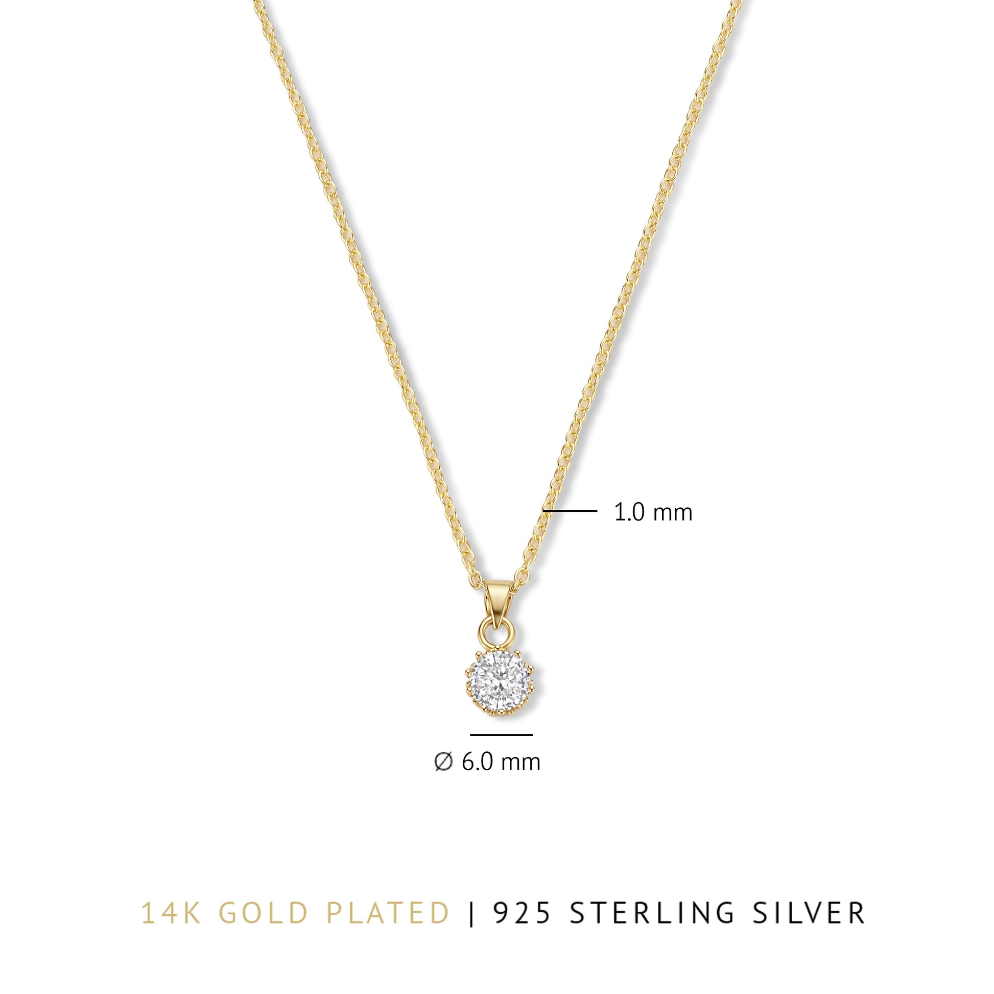 Cento Luci Rosia 925 sterling silver gold plated necklace with zirconia stone - Parte di Me