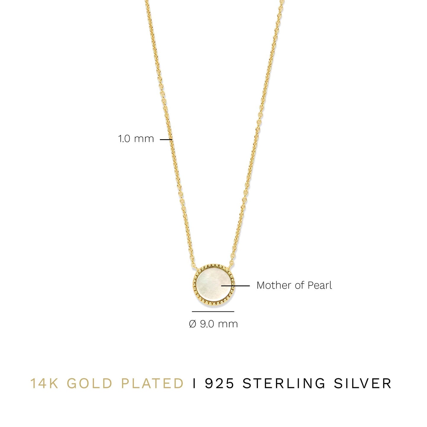 Brioso Cortona Dara 925 sterling silver gold plated necklace with mother of pearl - Parte di Me