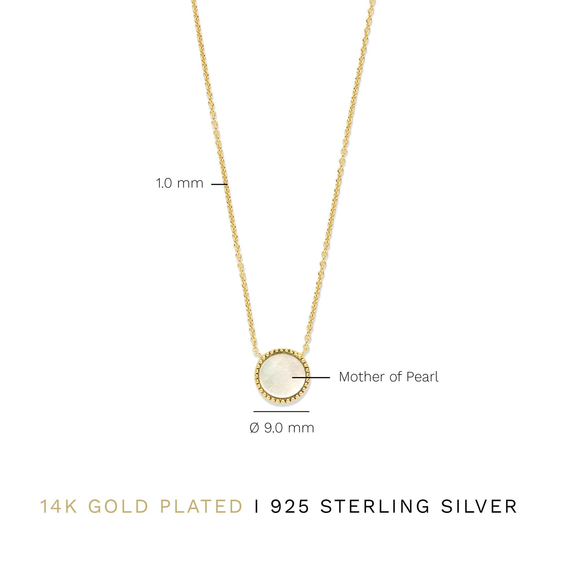 Brioso Cortona Dara 925 sterling silver gold plated necklace with mother of pearl - Parte di Me