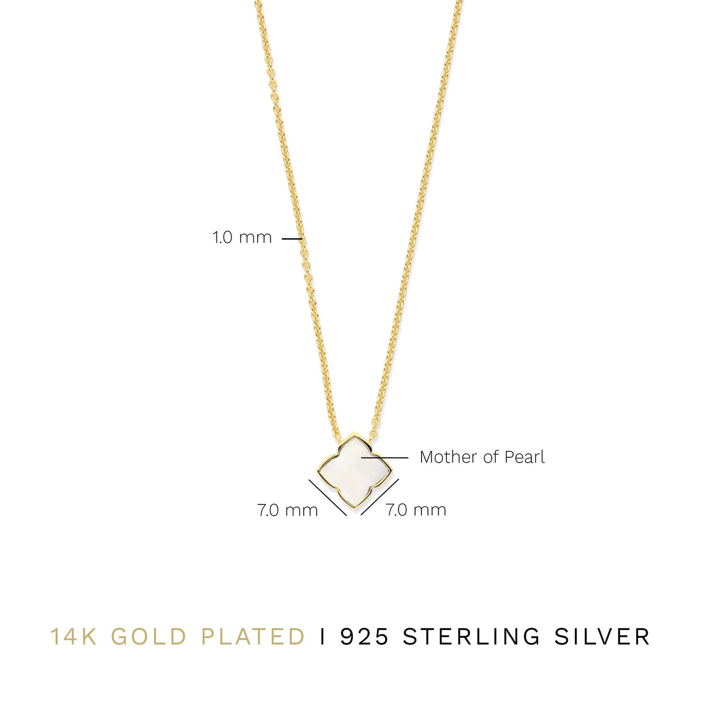 Brioso Cortona Dara 925 sterling silver gold plated necklace with mother of pearl - Parte di Me