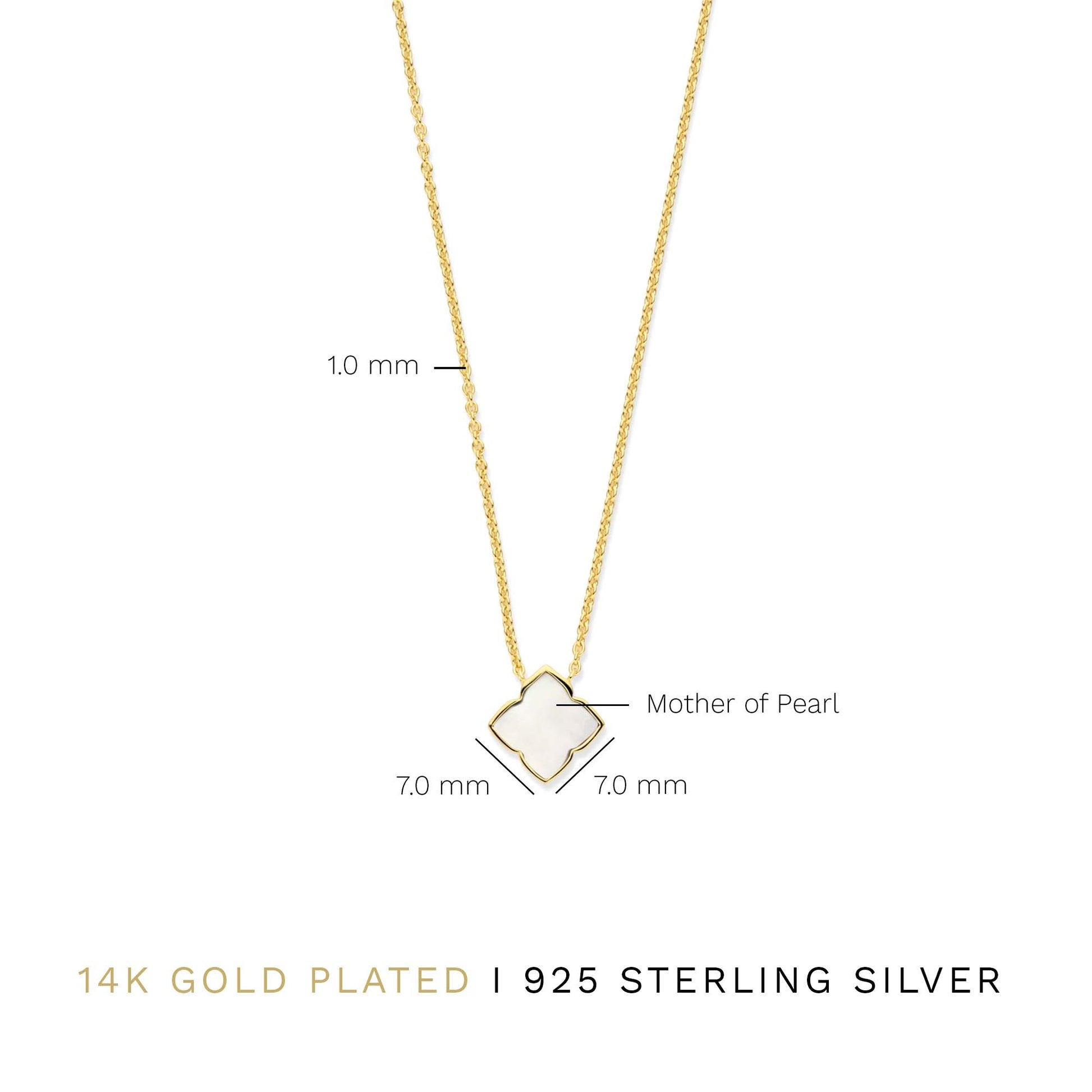 Brioso Cortona Dara 925 sterling silver gold plated necklace with mother of pearl - Parte di Me