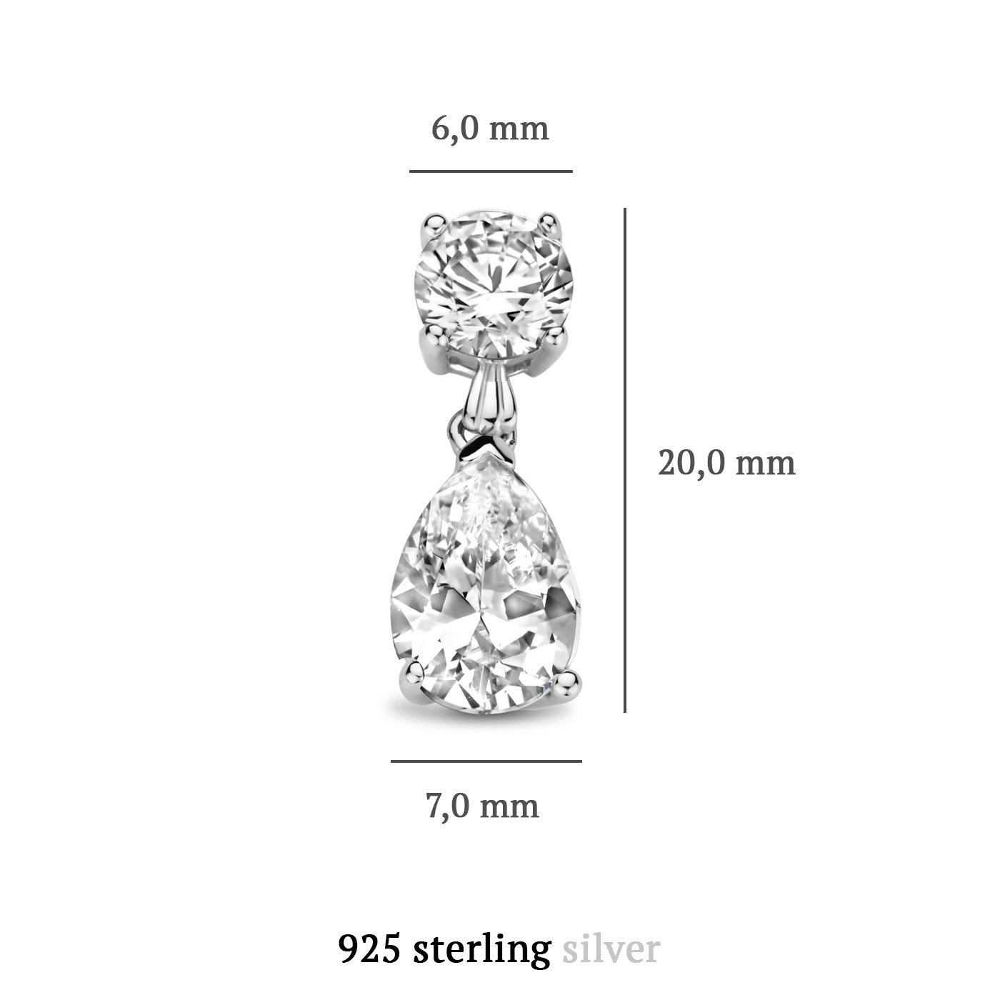 Ponte Vecchio Sienna 925 sterling silver drop earrings with zirconia stone - Parte di Me