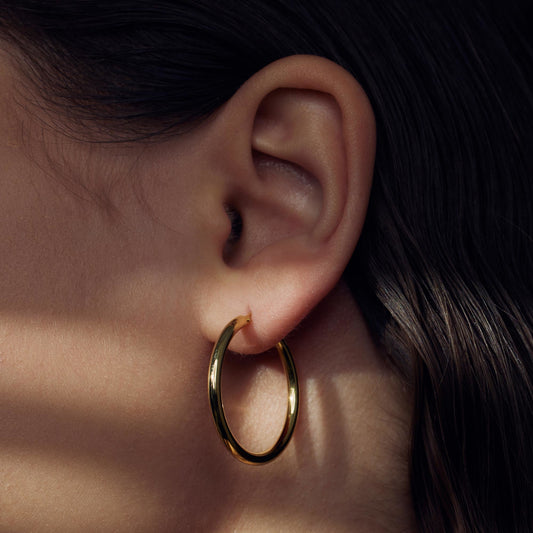 Bibbiena Poppi Casentino 925 sterling silver gold plated hoop earrings - Parte di Me