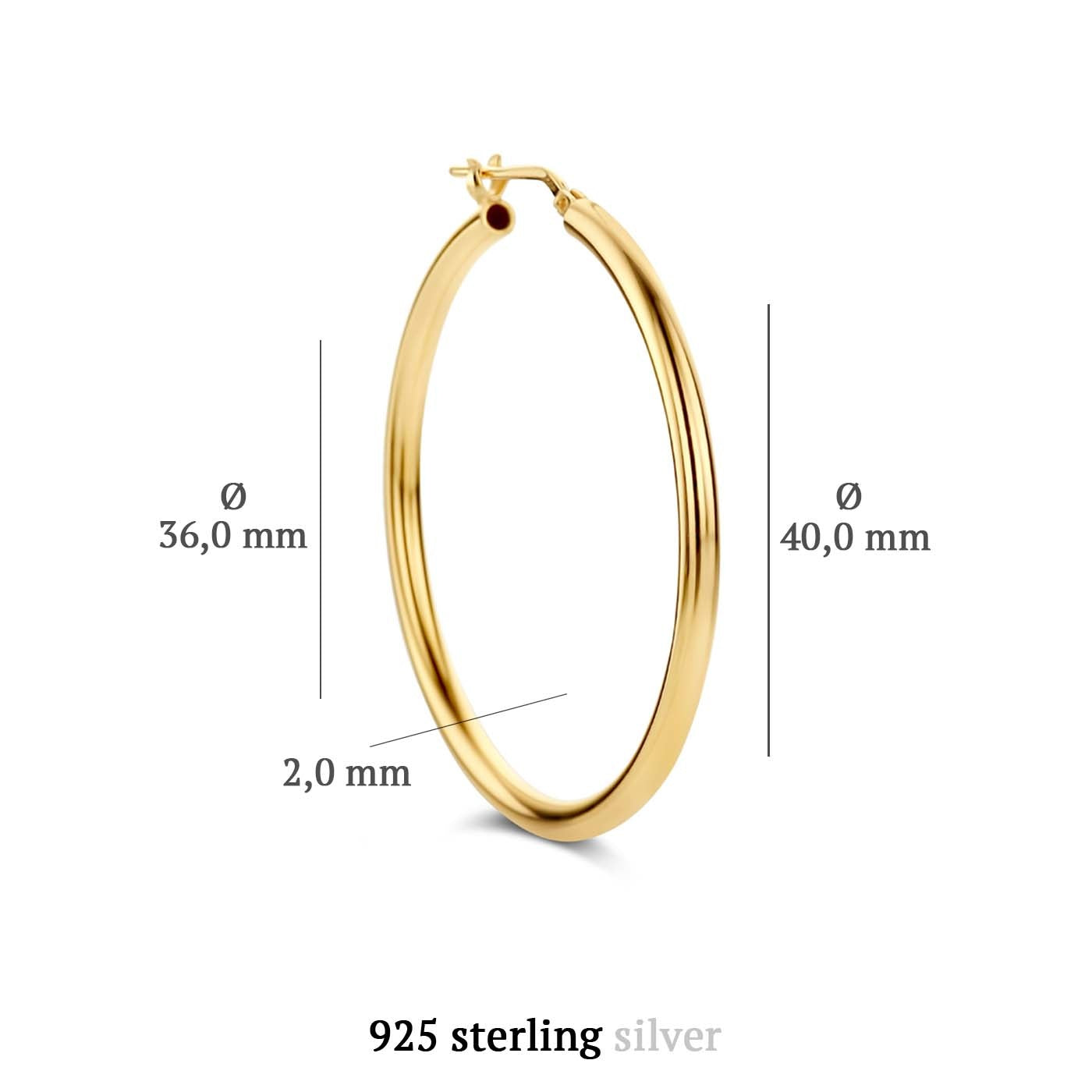 Bibbiena Poppi Casentino 925 sterling silver gold plated hoop earrings - Parte di Me