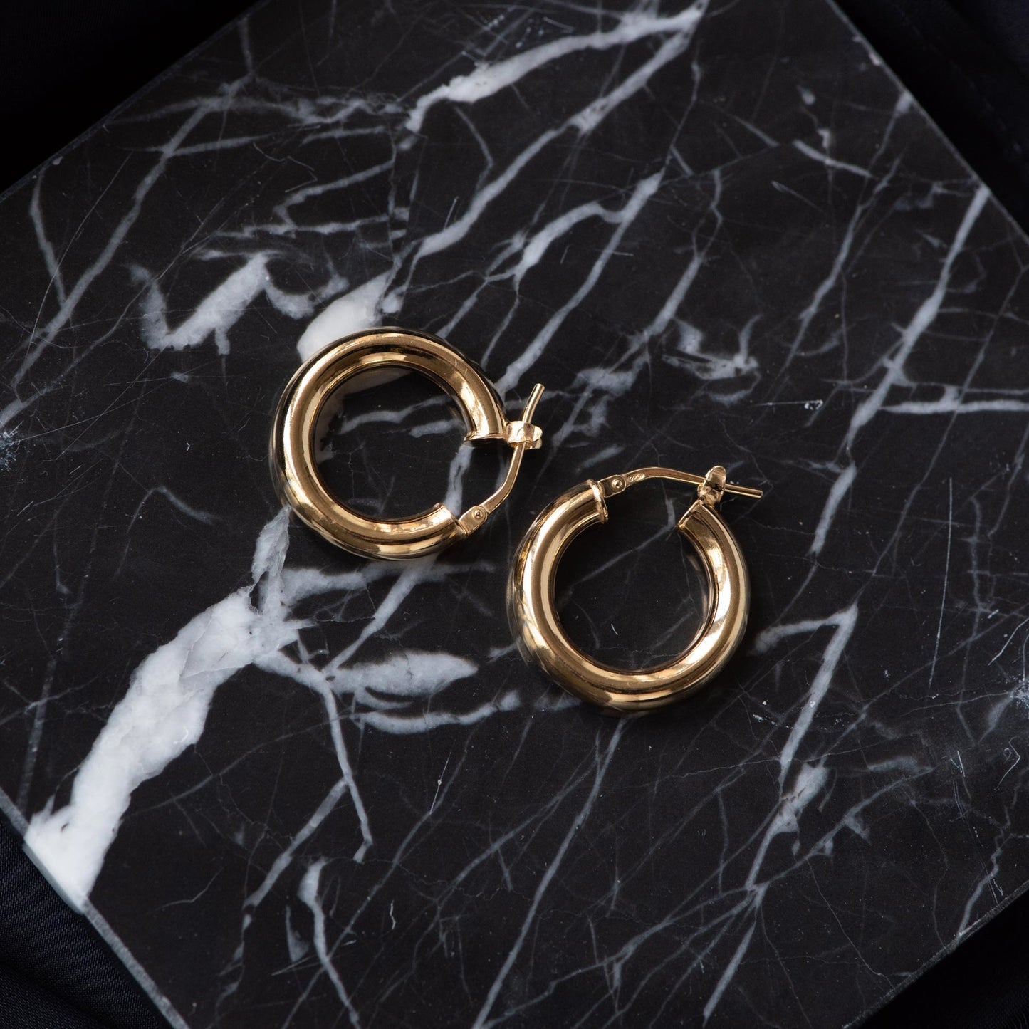 Bibbiena Poppi Casentino 925 sterling silver gold plated hoop earrings - Parte di Me