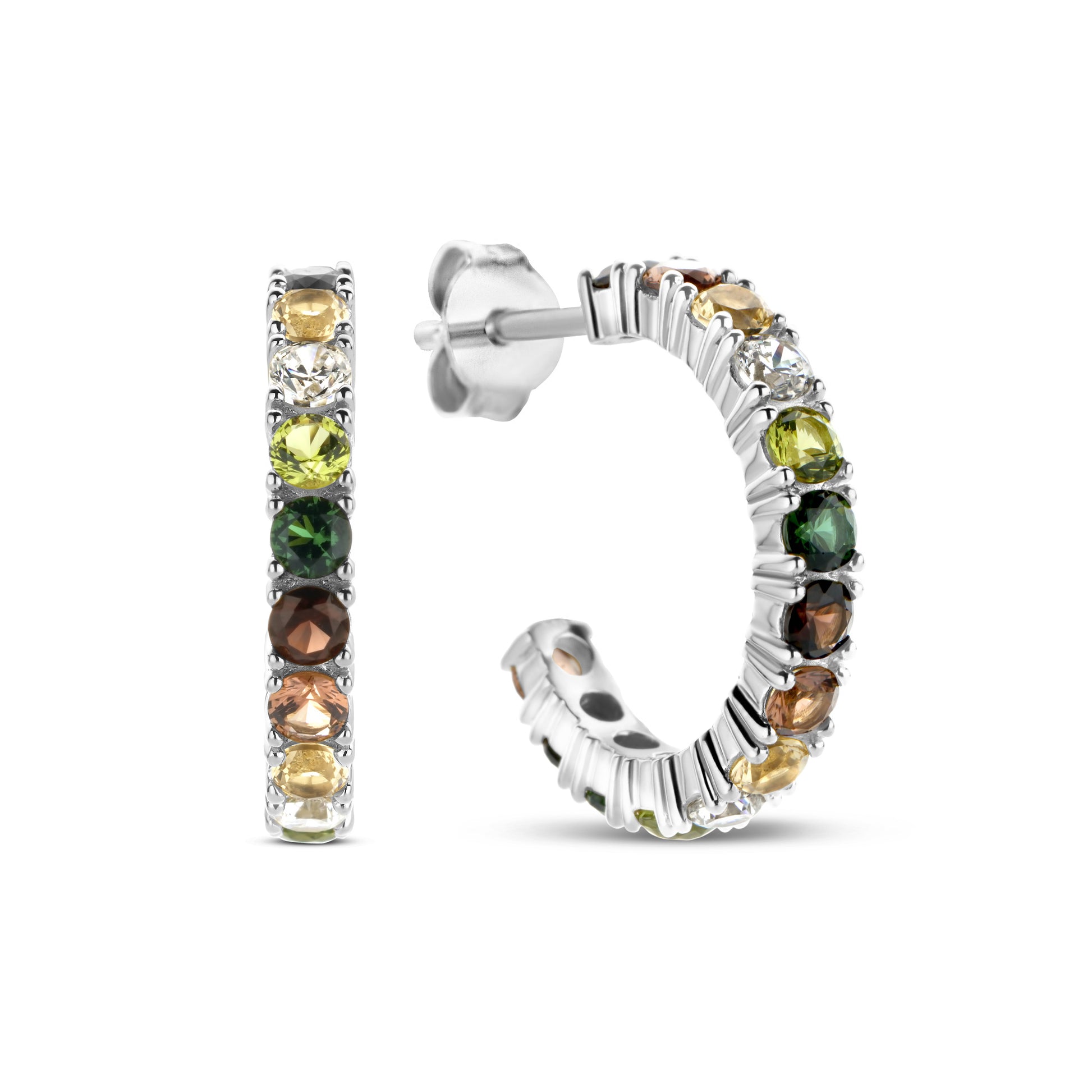 Santa Maria del Fiore 925 sterling silver hoop earrings with coloured zirconia stones - Parte di Me