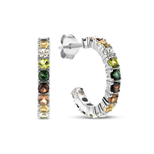 Santa Maria del Fiore 925 sterling silver hoop earrings with coloured zirconia stones - Parte di Me