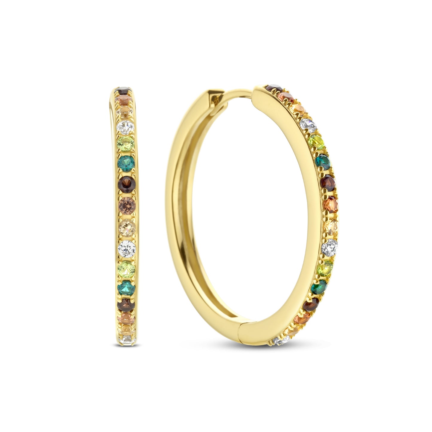 Santa Maria del Fiore 925 sterling silver gold plated hoop earrings with coloured zirconia stones - Parte di Me
