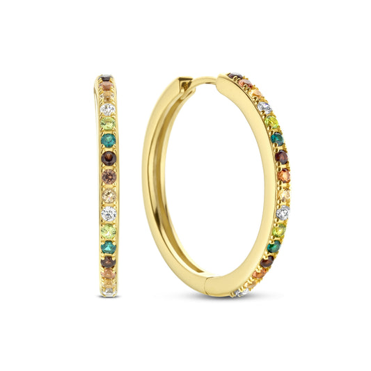 Santa Maria del Fiore 925 sterling silver gold plated hoop earrings with coloured zirconia stones - Parte di Me