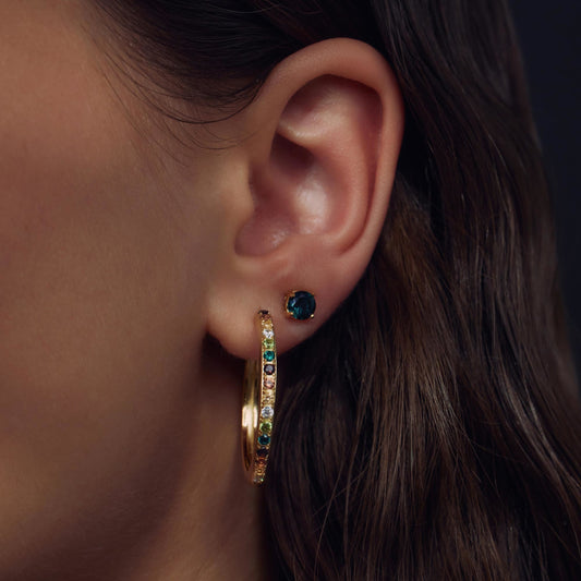 Santa Maria del Fiore 925 sterling silver gold plated hoop earrings with coloured zirconia stones - Parte di Me